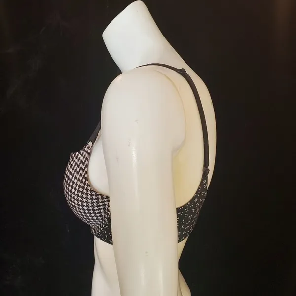 Victoria's Secret Push-Up Black & White Houndstooth & Floral Bra (32C) - Image 3