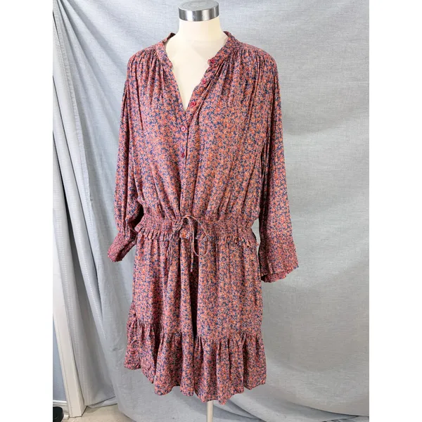 Rebecca Minkoff Floral Peasant Dress XXL Boho Smocked Tiered Mini -‎ AS IS - Image 3
