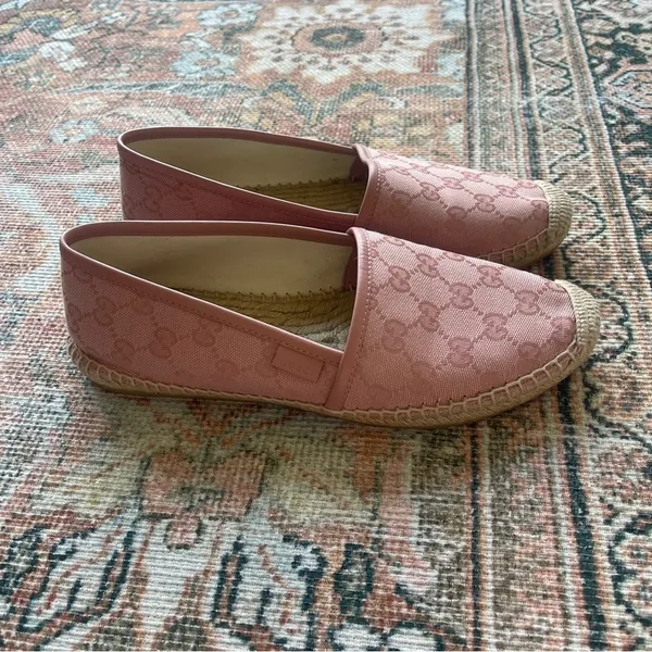 Gucci Pink‎ GG Logo Canvas Espadrilles - Image 5