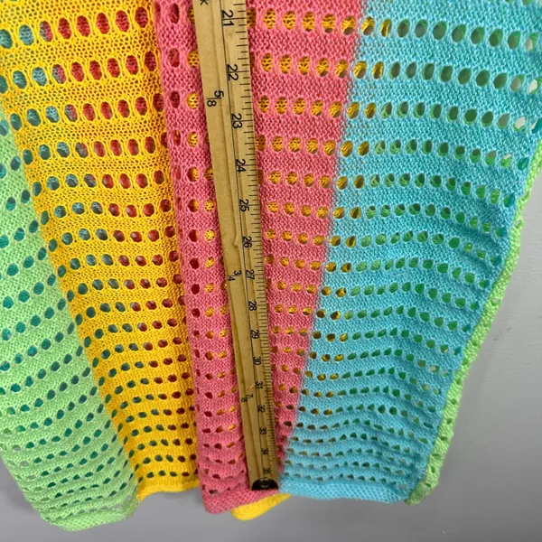 Rainbow Crochet Cover Up Medium Colorblock‎ Festival Dopamine Dressing Beach Y2K - Image 2