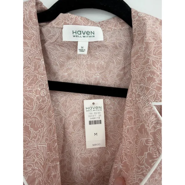 Haven Well Within Pajama Top Womens M Pink Floral Cotton Sleepwear Cottage NWT - Image 3