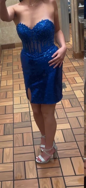 Royal blue strapless dress Windsor - Image 5