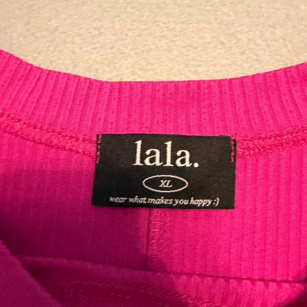 Dressed in Lala Malone Rib Oversized T-Shirt Side Slit Hot Pink Size XL - Image 8