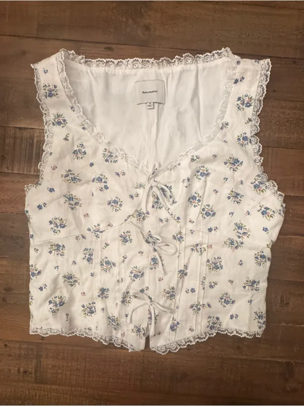 REFORMATION‎ Brenda Linen Floral Tank - Image 2