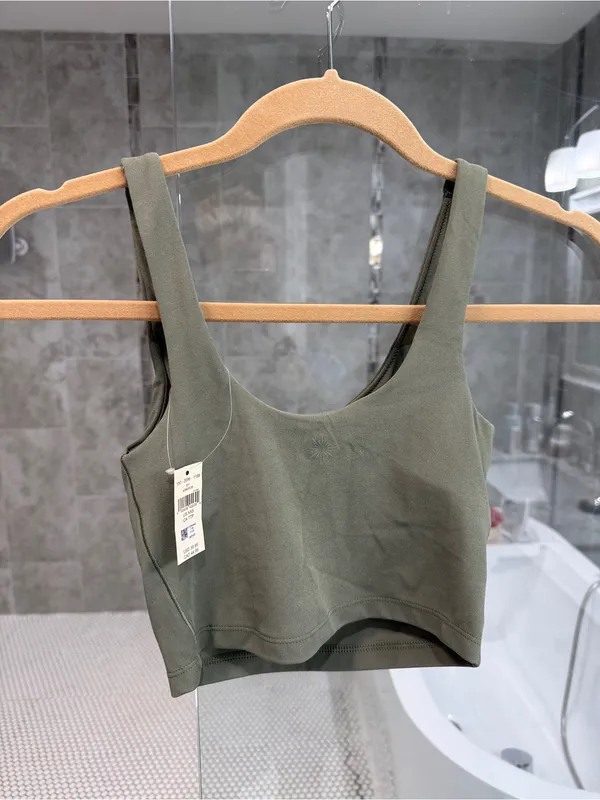 Aerie Offline Olive Green Scoop Neck Crop Tank Top - Women's XXS (new with tags) - Image 7