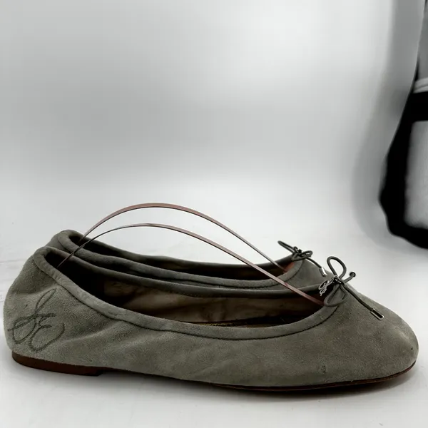 Sam Edelman Felicia Ballet Flats Suede Cushioned Bow Slip On Gray 8 - Image 3