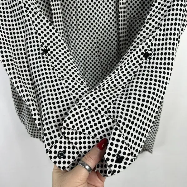 Zara Woman Size L Blouse Black Polka Dot Tie Neck Long Sleeve Flowy Long‎ Sleeve - Image 7