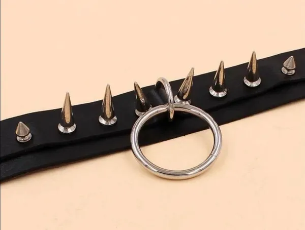 Black Spike Oring Choker Collar New - Image 4