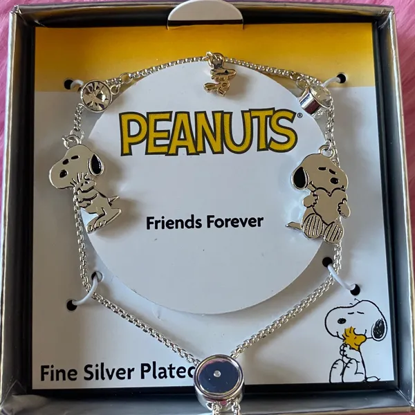 NWT Peanuts Snoopy & Woodstock Crystal Bezel Charm Bolo Bracelet - Image 3