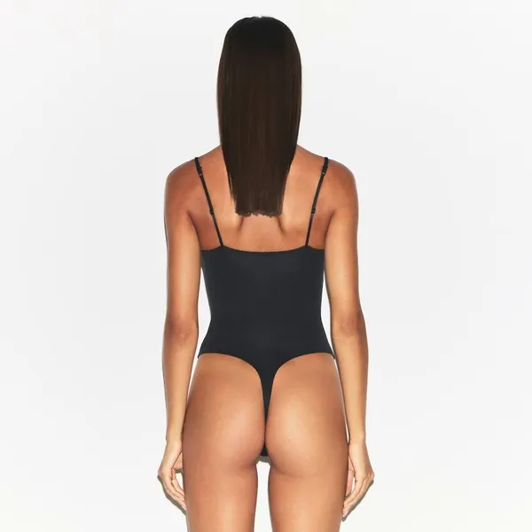 Skims Cotton Shapewear Thong Bodysuit XXS Eclipse NWT sold out - Image 3