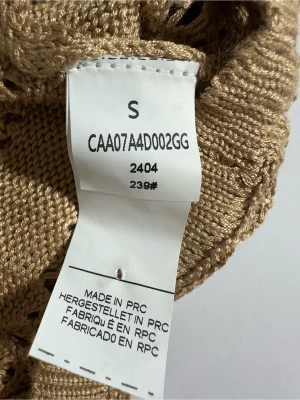 CUPSHE Open knit Beige Drawstring Crochet Beach Cover-Up Womens Top Sz Small - Image 4