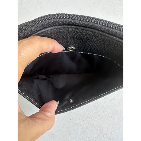 Vintage Esprit Embossed Logo Pebbled Texture Leather Zip Around Accordion Wallet - Image 3
