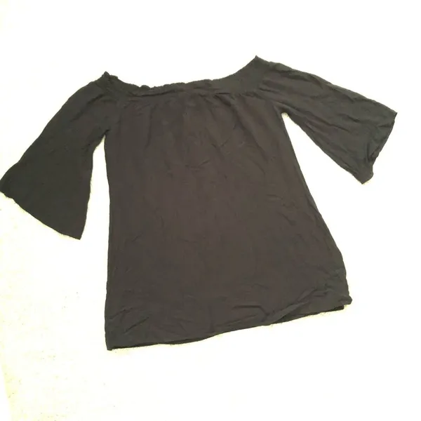 ABERCROMBIE & FITCH Off the Shoulder tunic mini dress Womens Size M bell sleeves - Image 2