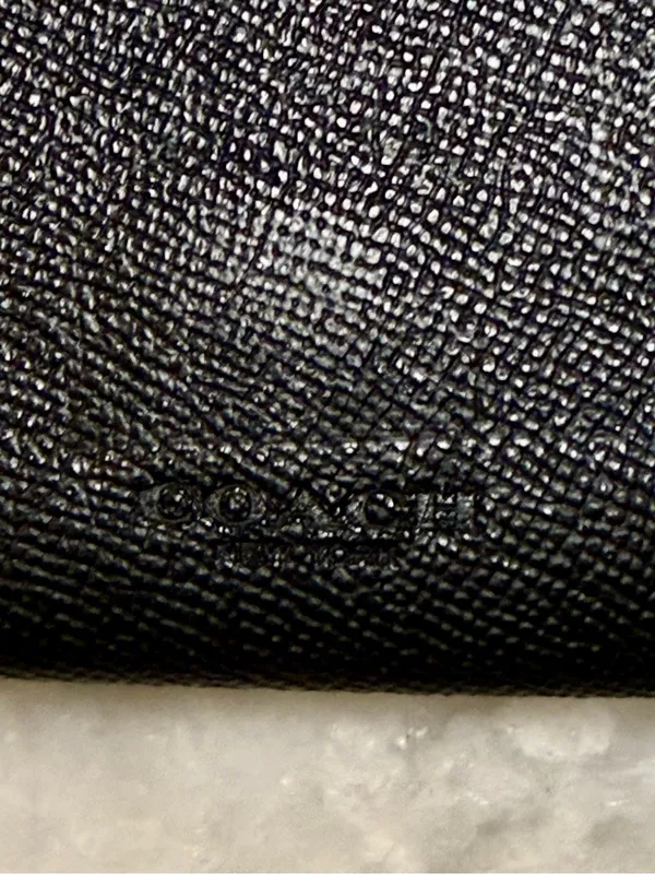 Coach Small Black Bifold Wallet - Leather Snap Bilfold with Coin Pocket - Image 4