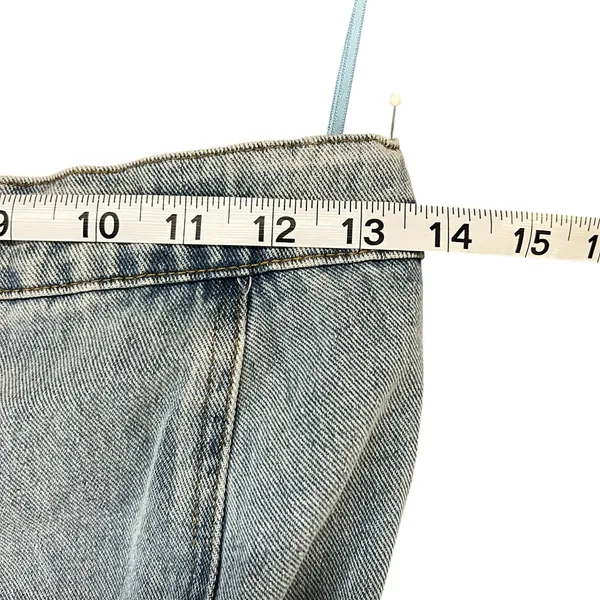 The Post Strapless Denim Jumpsuit S Light Wash Button Front Wide Leg‎ Y2K - Image 6