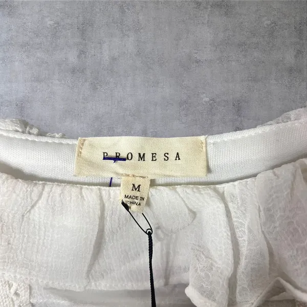 Prómesa New Chiffon Maxi White‎ Ruffle Bodice Adjustable Straps Dress Medium - Image 3