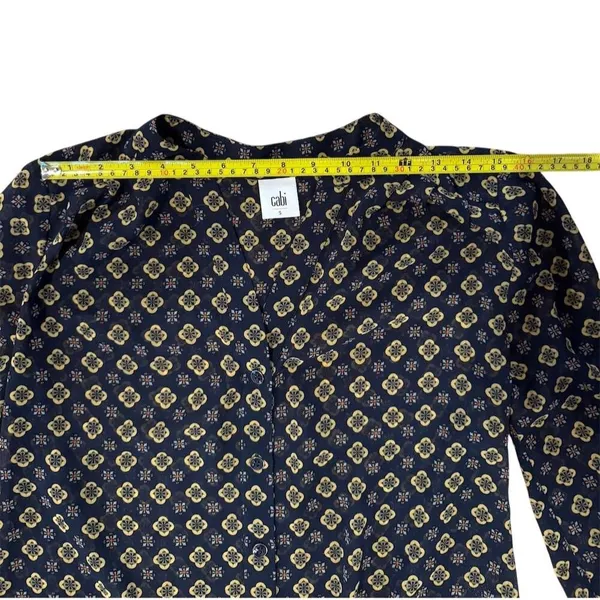 CAbi Women's Small Multicolor Geometric V-Neck Long Sleeve Sheer Blouse - Image 4