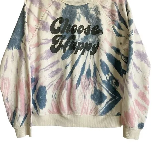 Grayson Threads Womens Choose Happy Long Sleeve Sweatshirt Multicolor‎ SZ S - Image 4