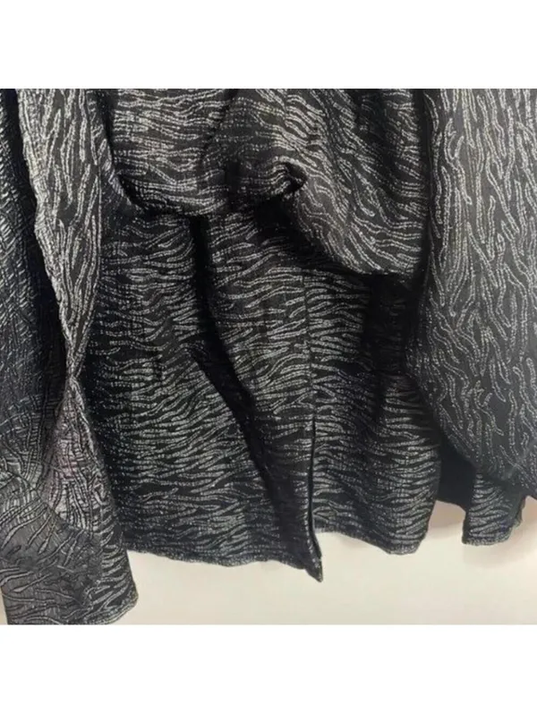 Ya Los Angeles Grey Patterned Metallic Thread Sleeveless Fit and Flare Dress - Image 5