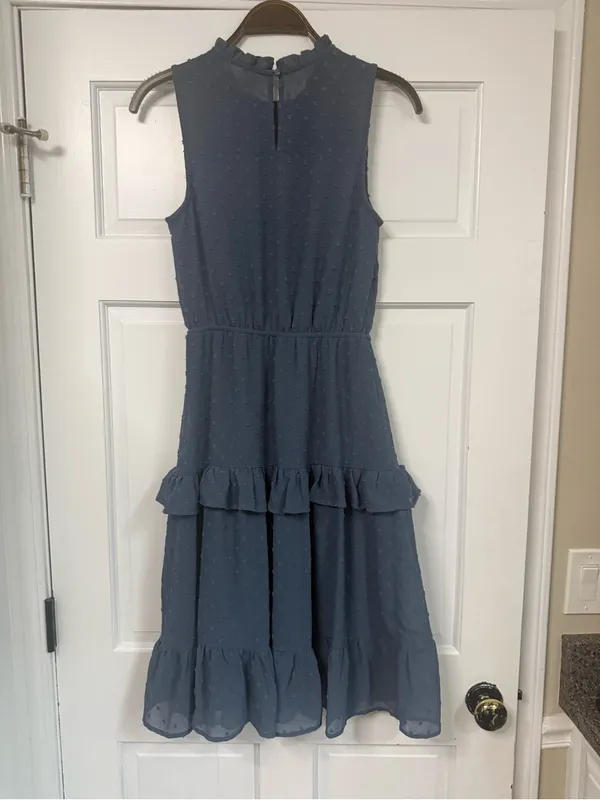 Sleeveless Ruffle Tiered Midi Dress in Slate Blue - Image 6