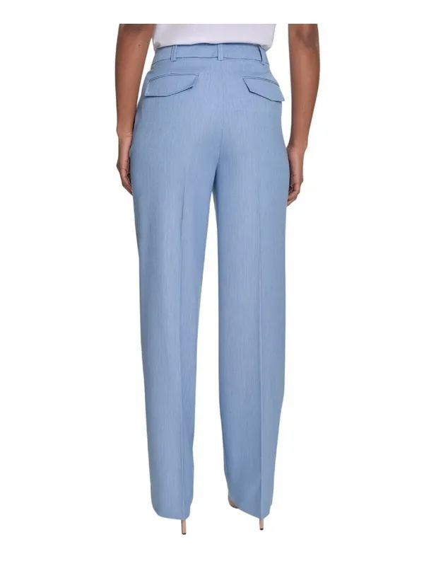 NWT Calvin Klein Womens Faux-Denim Mid Rise Wide-Leg Pants Light Indigo Blue 4 - Image 3