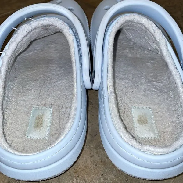Crocs Pale Blue Classic Lined Clog Shoes Unisex M7 W9 203591 Comfort Faux Fur - Image 6