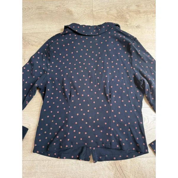 EUC Maeve Anthropologie Printed Ruched Buttondown polkadots collared blouse XL - Image 10