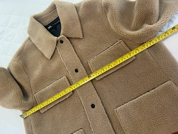 Zara Teddy Shacket Oversized Sherpa Fleece Jacket Neutral Minimalist Quiet Luxury Coat S - Image 7