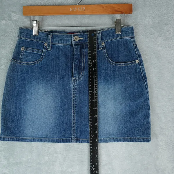 Lazer Jeans Skirt Womens Juniors 9 Demim Mini Skirt‎ Stretch Y2K - Image 4