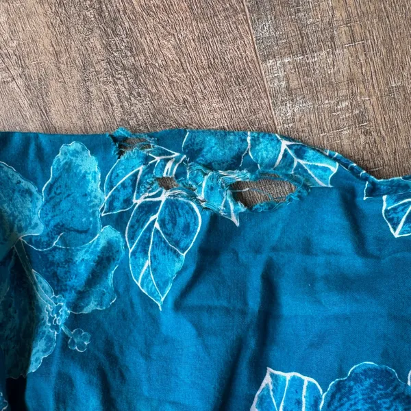 Hilo Hattie Teal Blue Tropical Hibiscus Maxi Muumuu Dress XL Hawaii Mrs Roper - Image 8