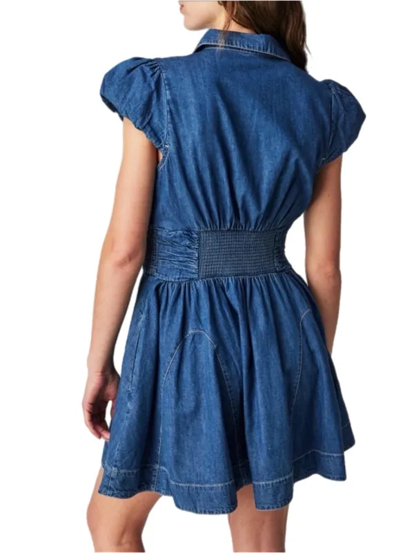 Free People Chester Denim Mini Dress Size Medium - Image 3