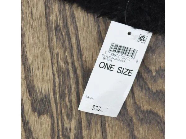 NWT Inc International Concepts Womens Faux Fur Cuff Ribbed Knit Beanie Black - Image 7