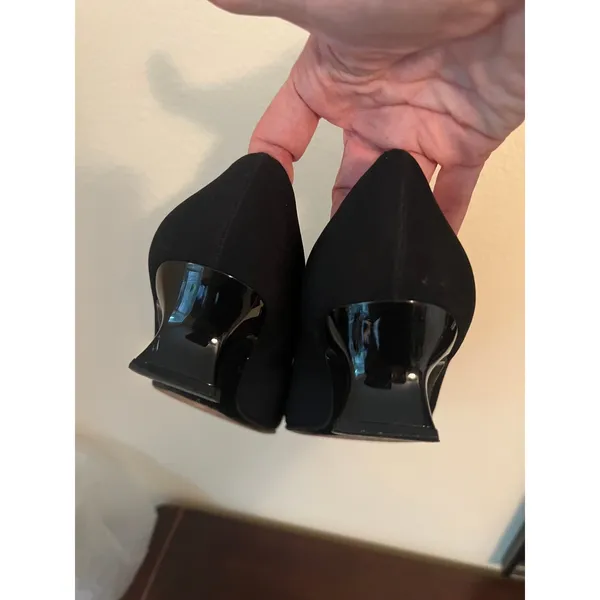 Stuart Weitzman‎ Pump Women 8.5 Black Kitten Bow Square Toe Professional Evening - Image 5