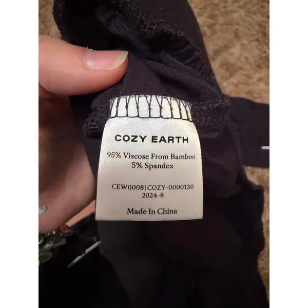 Cozy Earth Viscose From Bamboo Sleep Pants Black Contrast Piping Pajama Stretch - Image 6
