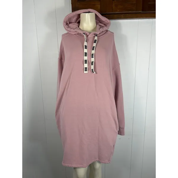 UGG Aderlyn Fleece Lounge Hoodie Dress in Clay Pink Size L - Image 3