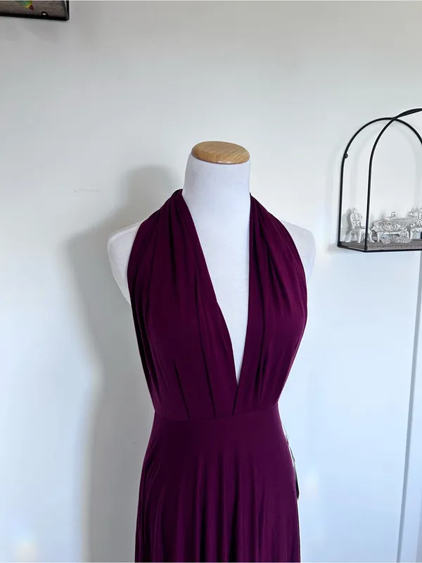 NWT Lulus Burgundy Tricks of the Trade Taupe Convertible Maxi Dress Size Small - Image 5