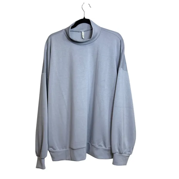 Halara Cloudful Mock Neck Oversized Sweatshirt Light Blue Grey Women Large NWT - Image 2