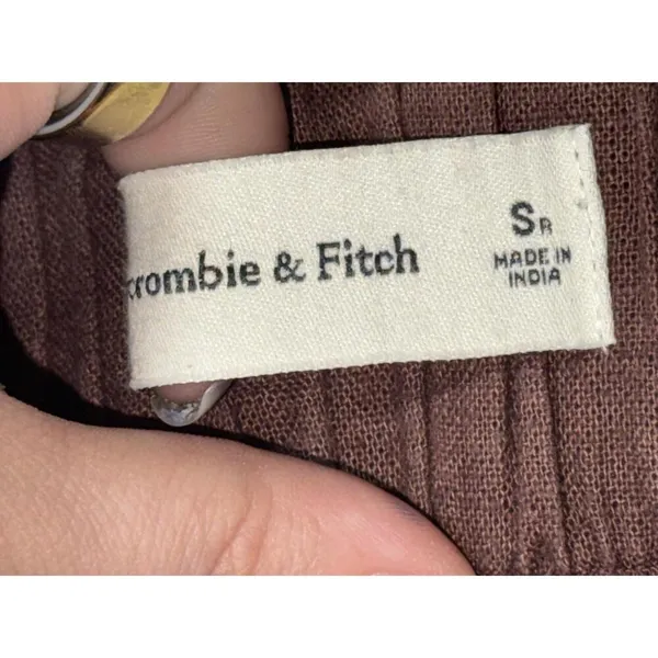 Abercrombie & Fitch Brown Linen Pleated High Rise High Waisted Shorts Size Small - Image 4