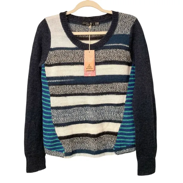 NWT Prana Seffi Wool-Blend Crewneck Sweater Nautical Striped Women's Size Small - Image 11