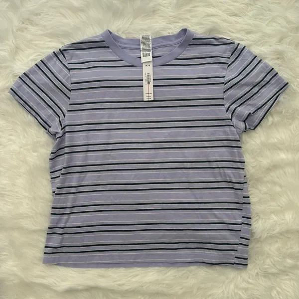 PINK Dreamer Cotton Tee Purple Cloud Stripe Size Medium - Image 4