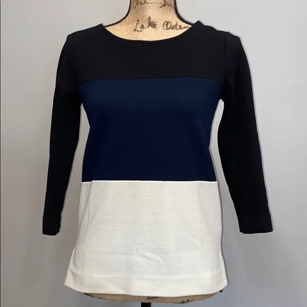 Madewell Striped Career‎ Ponte colorblock shirt Top blouse XS office casual - Image 4