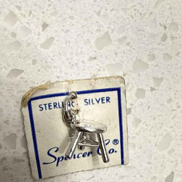 VINTAGE ESTATE SPENCER CO. 925 STERLING SILVER 3‎ Leg Stool CHARM - Image 3