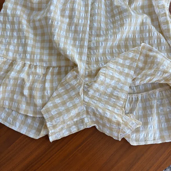 PrettyLittleThing Yellow Gingham Plunging Romper Skort Ruffle Preppy Summer US 6 - Image 6
