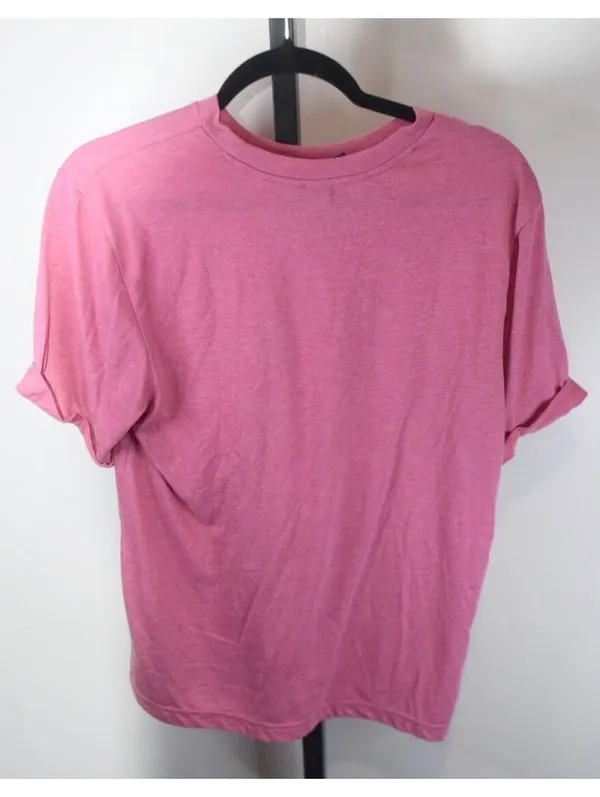 Adidas Shirt Womens Small Heathered Pink Basic Crew Neck Tonal Logo Tee - Image 2