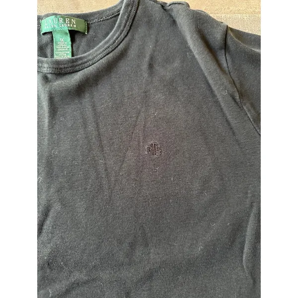 Ralph Lauren Women's Black‎ Logo Embroidered Long Sleeve Tee Size 1X - Image 3