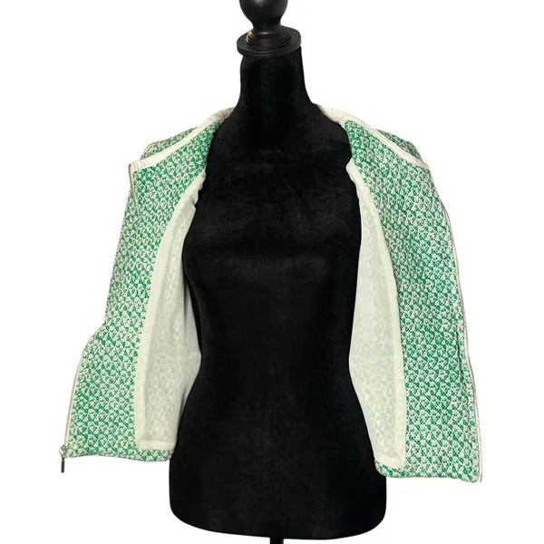 Cabi Woven Knit Full Zip Cardigan‎ Green Sweater Womens 4 Office Career Preppy - Image 2