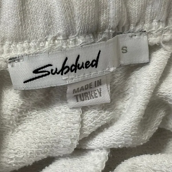Subdued Women's White Drawstring Graphic Print High Rise Wide Leg Sweat Pants S - Image 4