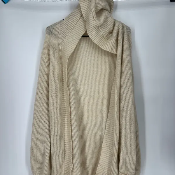 Mudd Cream‎ Fuzzy Open Front Hoodie Cardigan Large light weight - Image 4