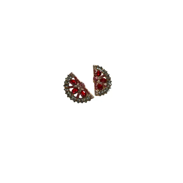ZAXIE Watermelon Rhinestone Statement Earrings Red Crystal Fruit New - Image 3