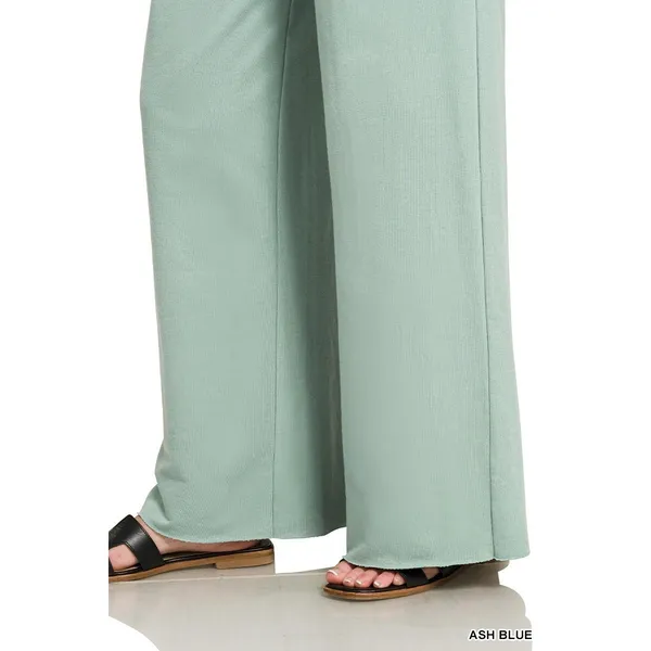 Zenana French Terry Wide Leg Sweatpants - Ash Blue - Large - Image 6